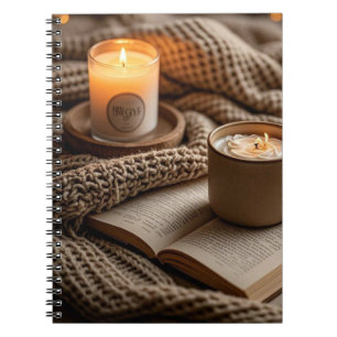 Caderno Espiral Velas quentes e acolhedoras numa noite aconchegant