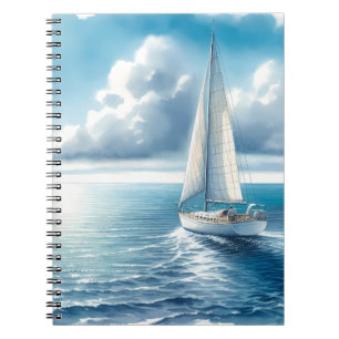 Caderno Espiral Veleiro Solitário Horizonte Azul