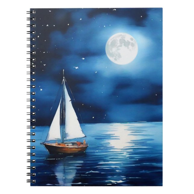 Caderno Espiral Velero sob uma Lua Cheia  (Frente)