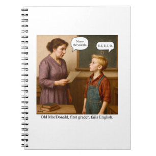 Caderno Espiral Velho MacDonald, aluno da primeira série, reprova