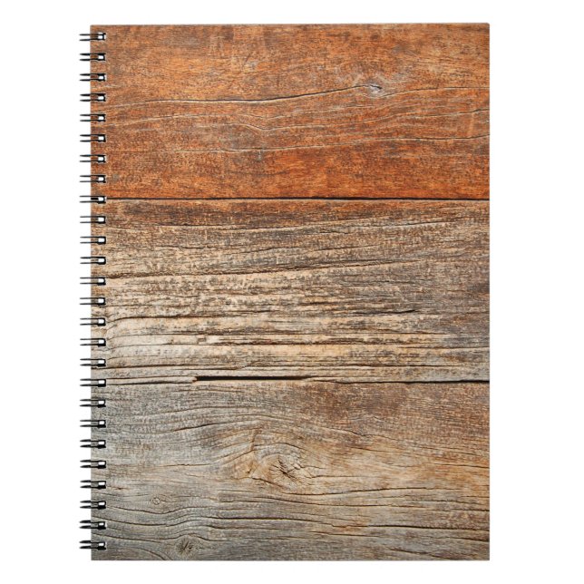 Caderno Espiral Velho muro de madeira. fundo palisado de madeira.  (Frente)