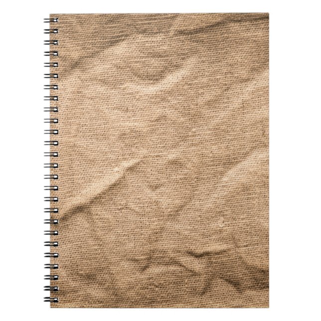 Caderno Espiral Velho pano marrom: fundo texturizado. (Frente)