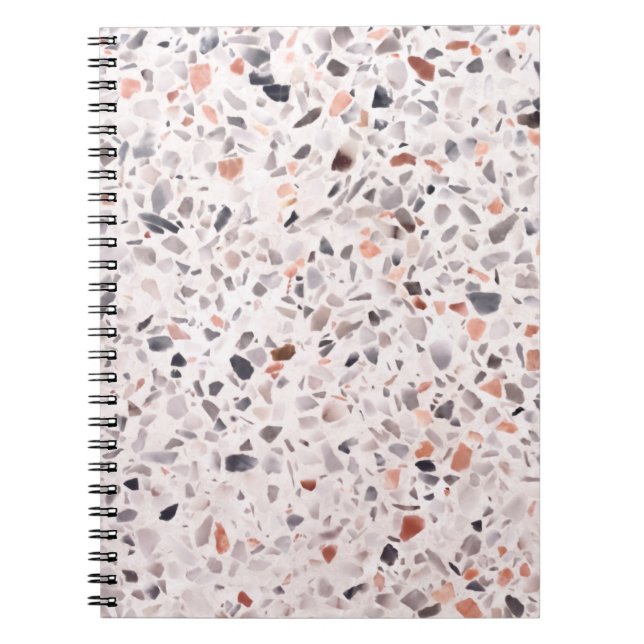Caderno Espiral Velho terrazzo textura, padrão de hamper. (Frente)
