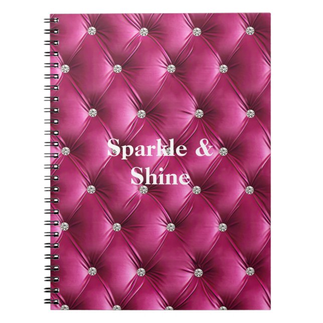 Caderno Espiral Velvet Faux cor-de-rosa quente (Frente)