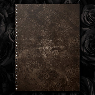 Caderno Espiral Velvety Bronze Damask Grunge Barroco Marrom