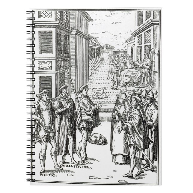 Caderno Espiral Venda pelo Crier de cidade, após um woodcut 'no (Frente)