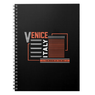 Caderno Espiral Veneza Itália Design de Tipografia Geométrica Mode