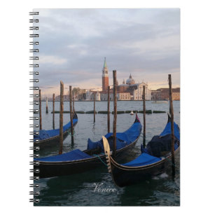 Caderno Espiral Veneza, paisagem de gondolas.