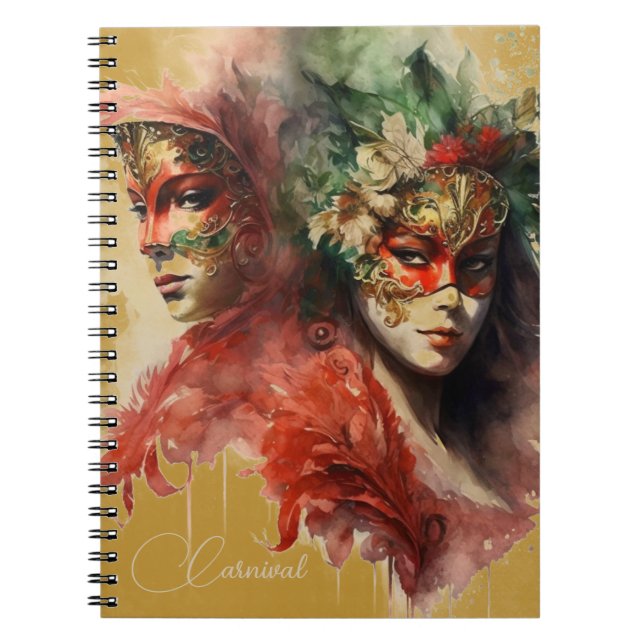 Caderno Espiral Venice Carnaval Florals e Penas (Frente)