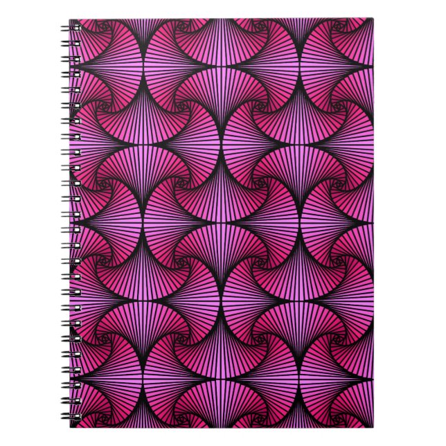 Caderno Espiral Ventilador 3D Geométrico, Gráfico, Rosa (Frente)