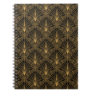 Caderno Espiral Ventilador da Art Deco: Amarelo Geométrico
