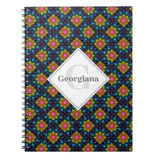 Caderno Espiral Ventiladores personalizados do Rainbow Floral Foun (Frente)