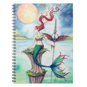 Caderno Espiral Ventos da Fantasia de Sereia da Irlanda Arte