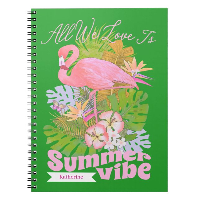 Caderno Espiral Verão Flamingo Verde (Frente)