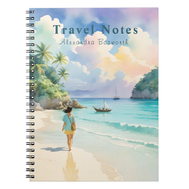 Caderno Espiral Verão personalizado no notebook Beach Viagem - (Frente)