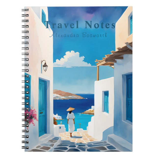 Caderno Espiral Verão personalizado no notebook Grécia Viagem - (Frente)