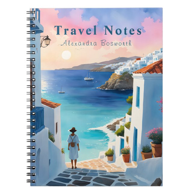 Caderno Espiral Verão personalizado no notebook Grécia Viagem - (Frente)