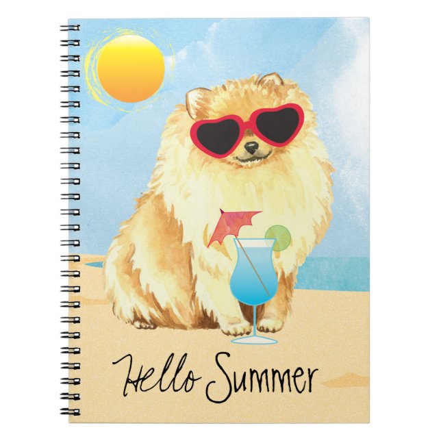 Caderno Espiral Verão Pomeranian (Frente)