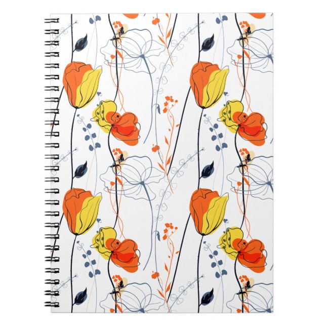 Caderno Espiral Verão tropical | Belos Design de flores amarelas (Frente)