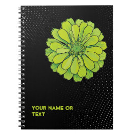 Caderno Espiral Verde Ácido Botânico: A Zínia 'Inveja' Pop Art