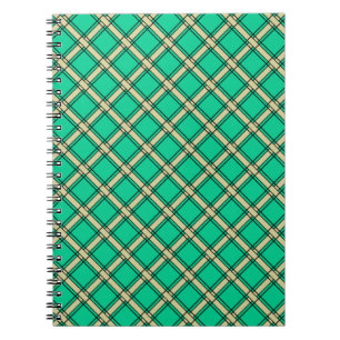 Caderno Espiral Verde bege, padrão de xadrez