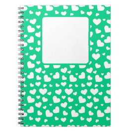 CADERNO ESPIRAL VERDE BRILHANTE COM CORAÇÕES DE AMOR DE NAMORADOS 