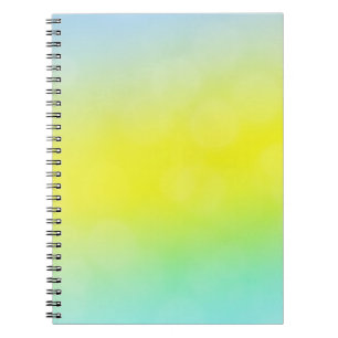 Caderno Espiral Verde claro, abstrato amarelo coberto de fundo. C