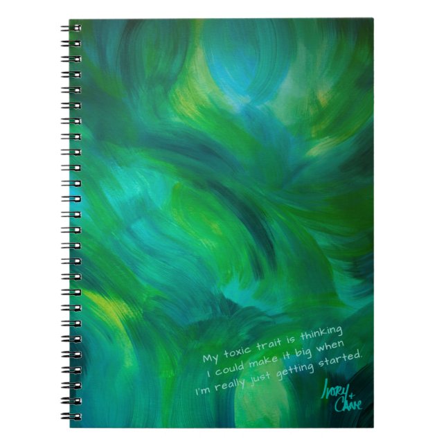 Caderno Espiral Verde com Inveja Verde e Azul Turq (Frente)