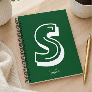 Caderno Espiral Verde com Monograma Personalizado