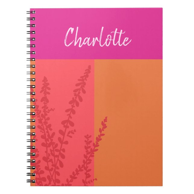 Caderno Espiral Verde Cor-De-Rosa Quente E Laranja Deixa Personali (Frente)