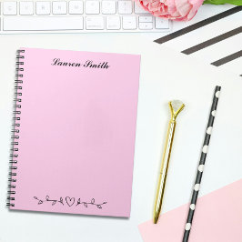 Caderno Espiral Verde Coração Mínima Bonita Deixa Rosa