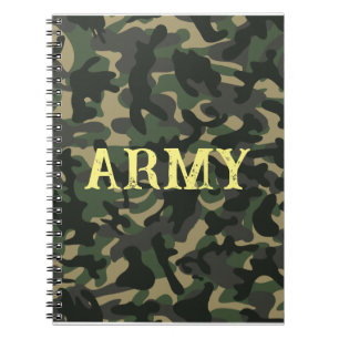 Caderno Espiral Verde de camuflagem militar do exército
