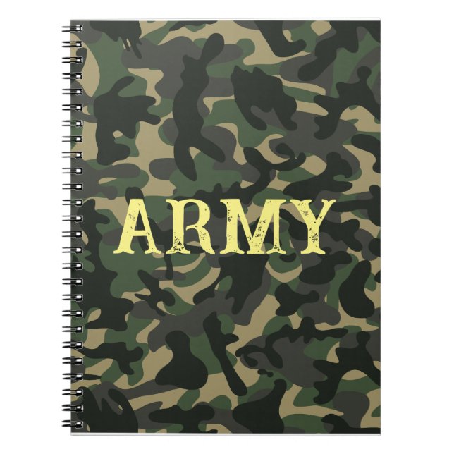 Caderno Espiral Verde de camuflagem militar do exército (Frente)