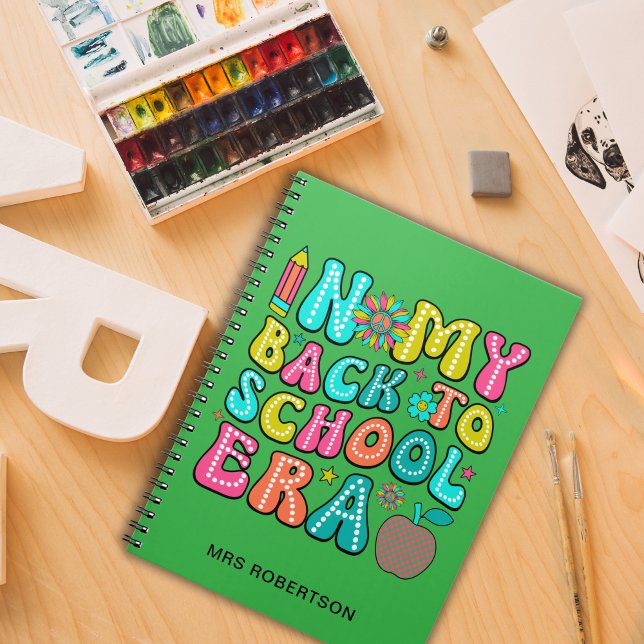 Caderno espiral verde de volta à escola para profe (Criador carregado)