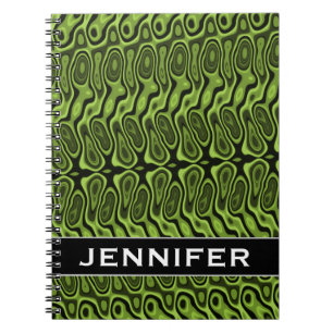 Caderno Espiral Verde do abstrato Líquido-Como o teste padrão do