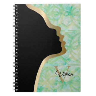 Caderno Espiral Verde E Azul - Batido Preto E Dourado