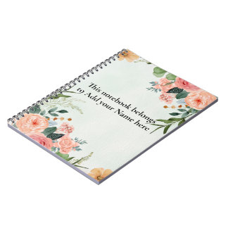 Caderno Espiral verde floral
