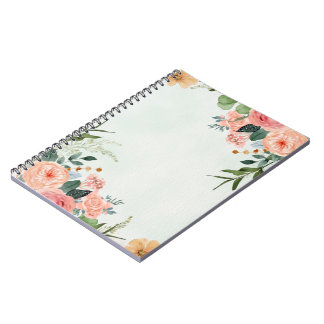 Caderno Espiral verde floral