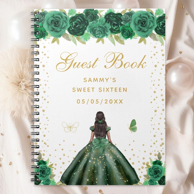 Caderno Espiral Verde Floral Dark Skin Princess Sweet (Criador carregado)