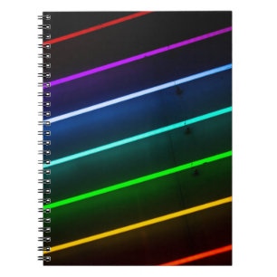 CADERNO ESPIRAL VERDE, LARANJA, VERMELHA, AZUL E LUZ PURPULSA PRET