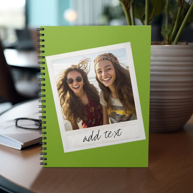 Caderno Espiral Verde limão de Fotografias Personalizadas do Vinta (Personalized notebook - add photos and your name or other text)