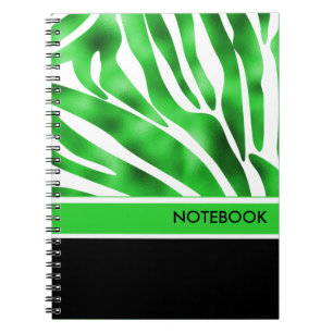 Caderno Espiral Verde limão e notebook com faixa branca zebra