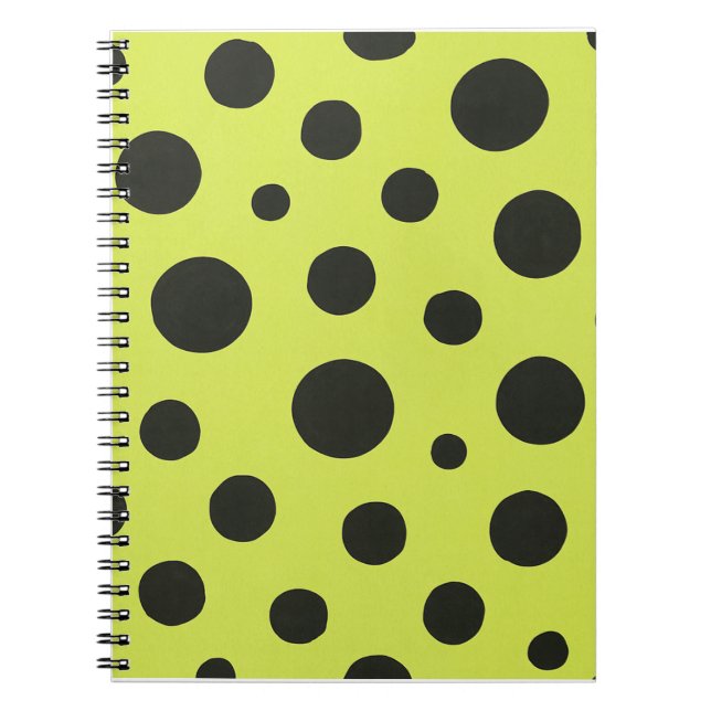 Caderno Espiral Verde Neon com Bolinhas Negra (Frente)