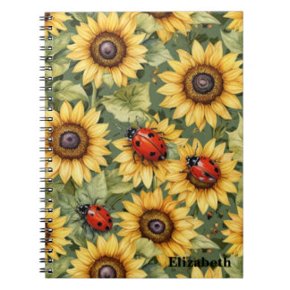 Caderno Espiral Verde-oliva Dama-de-girassol Jardim de perereca Ze