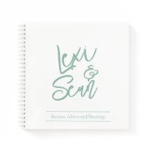 Caderno espiral verde sage para chá de noiva