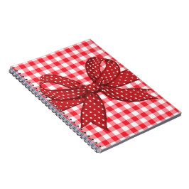 Caderno Espiral Verificações de vermelho e branco