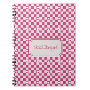 Caderno Espiral Verificadores e Corações Rosa