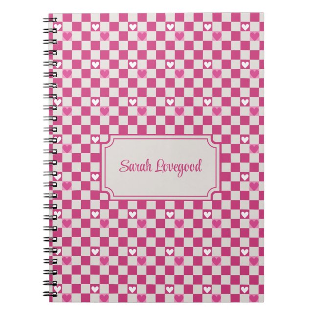 Caderno Espiral Verificadores e Corações Rosa (Frente)