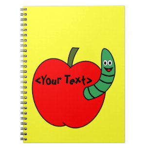 Caderno Espiral Verme Verde de Maçã Vermelha