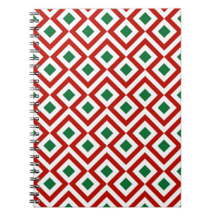 Caderno Espiral Vermelho, Branco, Verde Meander